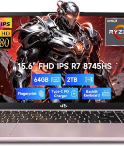 NIMO 15.6" AI-Productivity Light Gaming-Laptop, AMD Ryzen 7 8745HS Radeon 780M (Beat R9 7940HS), 64GB DDR5 2TB SSD, USB4 100W USB-C PD for Creative Projects, College Creators & AI Work, 2Yr-Warranty