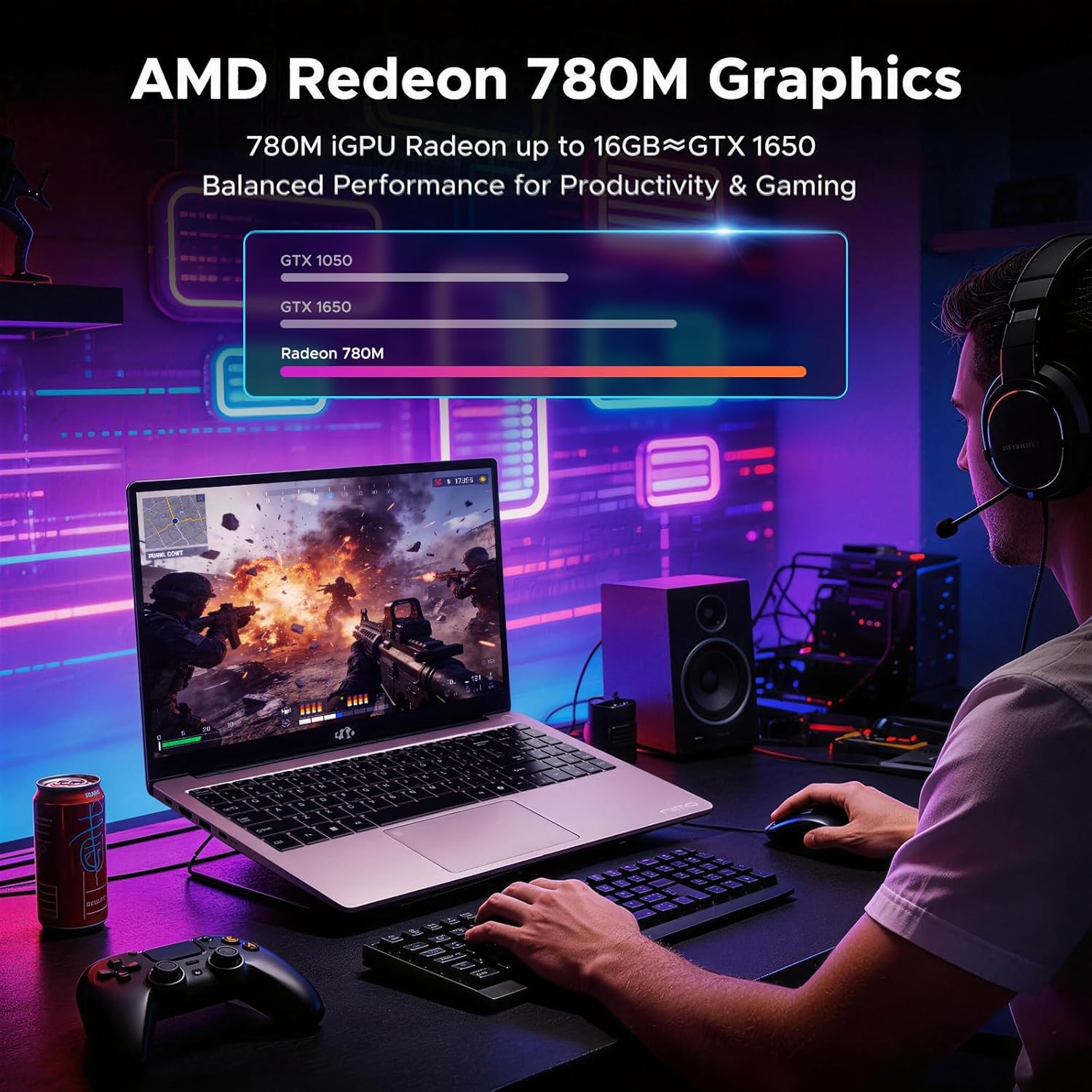 NIMO 15.6" AI-Productivity Light Gaming-Laptop, AMD Ryzen 7 8745HS Radeon 780M (Beat R9 7940HS), 64GB DDR5 2TB SSD, USB4 100W USB-C PD for Creative Projects, College Creators & AI Work, 2Yr-Warranty - Image 3