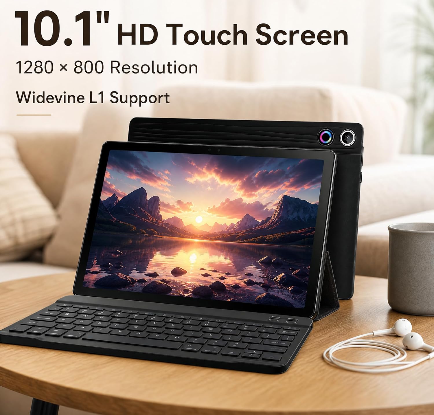 Jeazans Android 16 Tablet 10.1 Inch, 2-in-1 Tablet Bundle with Keyboard, Wireless Mouse, Stylus, Leather Case, Dual Camera, 64GB Storage+1TB Expansion, Portable Laptop for Students & Business - Image 5