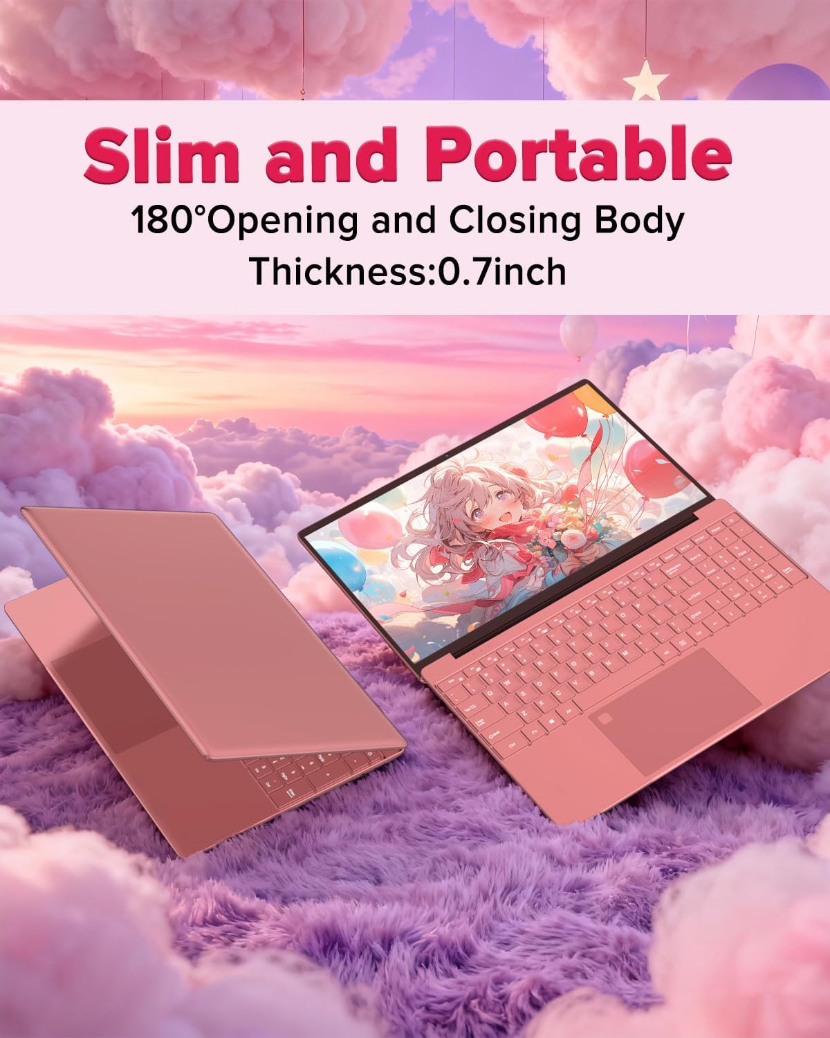 2026 Latest Laptop Computer Notebook,15.6" IPS FHD Display,8GB RAM 256GB SSD,Celeron N5100 Processor,WiFi5,BT5.0,USB3.0,Backlit keyboard,Fingerprint for Business Home Office and Students,Rose Gold - Image 6